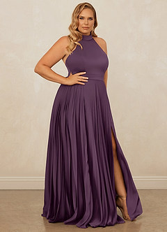 Christian Siriano Bridal for Azazie 1007 Bridesmaid Dresses Plum A-Line Pleated Stretch Satin Dress image10