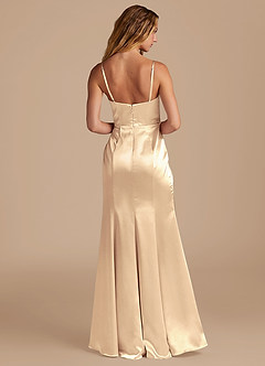 Azazie Marzia Bridesmaid Dresses Gold Mermaid Pleated Metallic Satin Dress image5