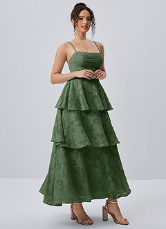 Gabriddy Eucalyptus Jacquard Ruffles Corset Maxi Dress image5