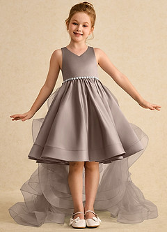 Azazie Julietta Robe Demoiselle D'honneur Fillette Robe Princesse en Tulle Convertible Taupe image2