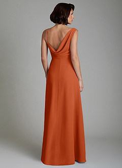 Azazie True Bridesmaid Dresses Burnt Orange A-Line Pleated Chiffon Dress image2