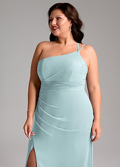 Azazie Eren Bridesmaid Dresses Mist Sheath One Shoulder Chiffon Dress image13