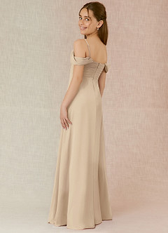 Azazie Kaitlynn Junior Champagne A-Line Off the Shoulder Chiffon Dress image5