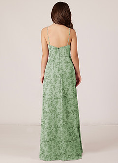 Azazie Kaylee Junior Jurk van Chiffon met A-Lijn met Riem Groene Varen Bloemen image2
