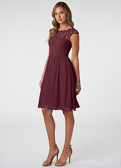 Azazie Shivani Final Sale Tahiti A-Line Lace Chiffon Dress image3