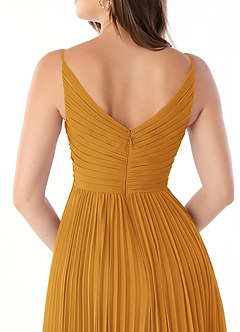 Azazie Raychelle Bridesmaid Dresses Butterscotch A-Line V-Neck Chiffon Dress image6