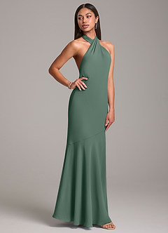 Azazie Lorena Brautjungfernkleider Meerjungfrau-Linie Plissee Chiffon Kleid Seemoos image5