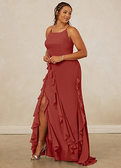 Christian Siriano Bridal for Azazie 1006 Bridesmaid Dresses Terracotta Mermaid Ruched Chiffon Dress image11