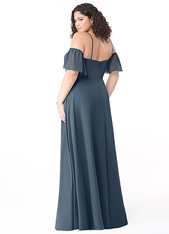 Azazie Sue Abiti da Damigella Abito Convertibile A-Line in Chiffon a Spalla Scoperta Blu Nettuno image10