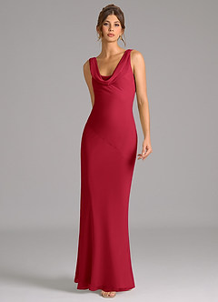 Azazie Rylina Bridesmaid Dresses Scarlet Mermaid Pleated Chiffon Dress image3