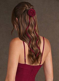 front Matching Color Stretch Satin Rose Hair Tie