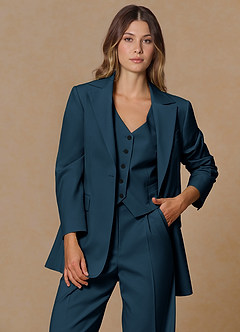 front Rowan Dark Navy Refined Weave Performance 3-Piece Suit