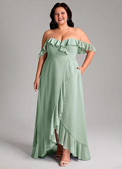 Azazie Lyra Bridesmaid Dresses Agave A-Line Chiffon Convertible Dress image11