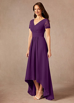 Azazie Polly Kleider für die Brautmutter A-Linie Spitze Chiffon Kleid Traube image6