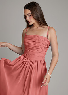 Azazie Andreina Bridesmaid Dresses Antique Rose A-Line Pleated Chiffon Dress image2