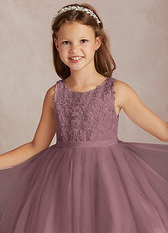Azazie Calla Flower Girl Dresses Vintage Mauve Ball-Gown Lace Tulle Dress image1