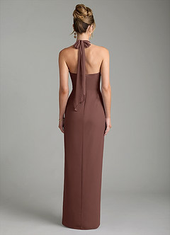 Azazie Arnelle Bridesmaid Dresses Espresso Sheath Pleated Chiffon Dress image2