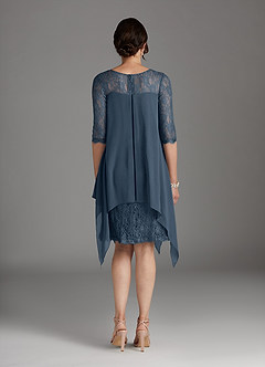 Azazie Flo Abiti per la Madre della Sposa Abito A-Line in Chiffon Pizzo Blu Nettuno image4