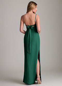 Azazie Mai Bridesmaid Dresses Emerald Sheath Pleated Chiffon Dress image2