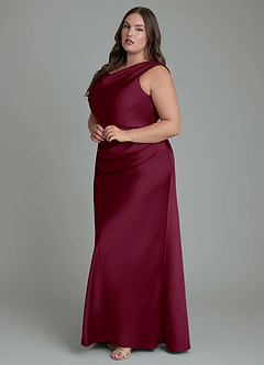 Azazie Kieryn Brautjungfernkleider Meerjungfrau-Linie Plissee Stretch-Satin Kleid Maulbeerrot image10