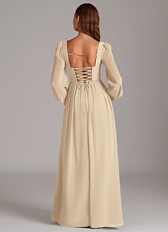 Azazie Maree Robes de demoiselle d'honneur Robe Trapèze en Mousseline de soie Corset Champagne image6