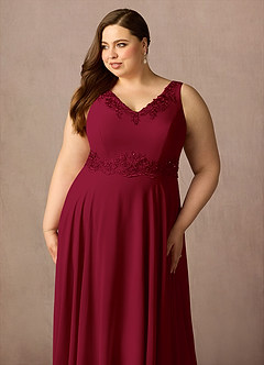 Azazie Devana Abiti per la Madre della Sposa Abito A-Line in Chiffon Lustrini Borgogna image15