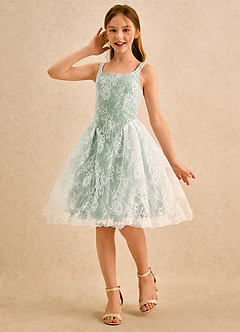Azazie Cubbie Girls Formal Flower Girl Dresses Matcha A-Line Lace Dress image1