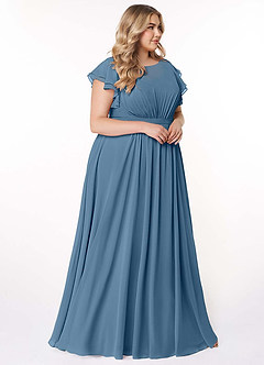 Azazie Daphne Modest Bridesmaid Dresses A-Line Ruffled Chiffon Floor-Length Dress image10