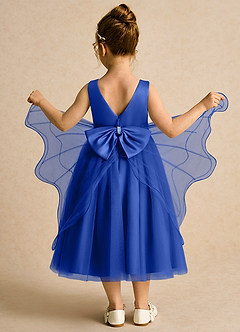 Azazie Pear Abiti da Ragazza di Fiori Abito Principessa in Tulle Fiocco Blu Reale image3