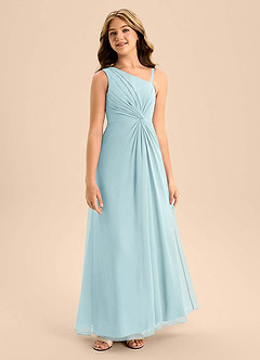Azazie Brooke Junior Sea Glass A-Line Side Slit Chiffon Dress image5