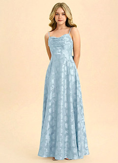 Azazie Bear Junior Formal Klä av A-Line i Blommig Utbrändhet Plisserad image6