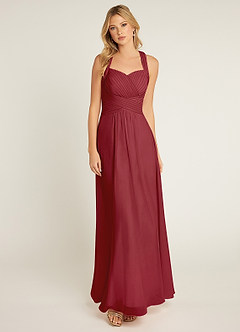 Azazie Claudia At-home Try On Dresses Dusty Rose A-Line Sweetheart Neckline Chiffon Dress image1