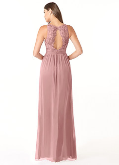 Azazie Luz Bridesmaid Dresses Dusty Rose A-Line Lace Chiffon Dress image2