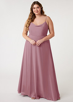 Azazie Daenerys Bridesmaid Dresses Vintage Mauve A-Line Cowl Chiffon Dress image8