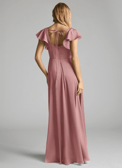 Azazie Bondi Bridesmaid Dresses Dusty Rose A-Line Bow Stretch Satin Dress image4