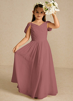 Azazie Chelle Flower Girl Dresses Desert Rose A-Line Pleated Chiffon Dress image1