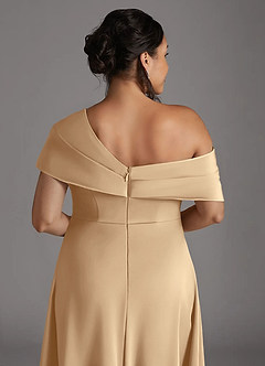Azazie Milton Mother of the Bride Dresses Champagne A-Line Pleated Stretch Satin Dress image10