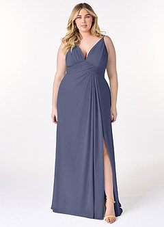 Azazie Maren Allure Bridesmaid Dresses Stormy A-Line V-Neck Lace Chiffon Dress image6