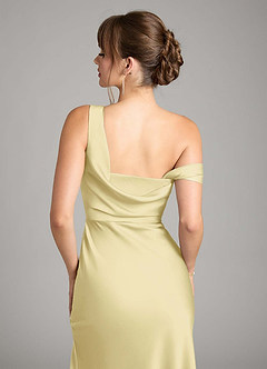 Azazie Madelyn Bridesmaid Dresses Lemon Sorbet Mermaid One Shoulder Stretch Satin Convertible Dress image7