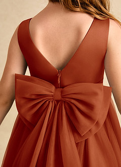 Azazie Winnie Flower Girl Dresses Paprika Ball-Gown Bow Tulle Dress image7