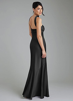 Azazie Marryn Brautjungfernkleider Meerjungfrau-Linie Herzausschnitt Stretch-Satin Kleid Schwarz image2