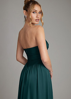 Azazie Zena Bridesmaid Dresses Pine A-Line Strapless Stretch Satin Dress image7