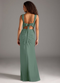 Azazie Jesaphine Bridesmaid Dresses Eucalyptus Sheath Bow Chiffon Dress image2
