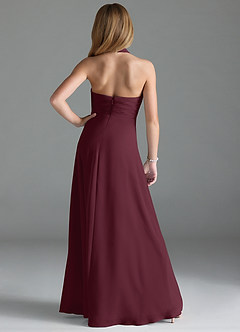 Azazie Tessie Junior Cabernet A-Line Pleated Chiffon Dress image2