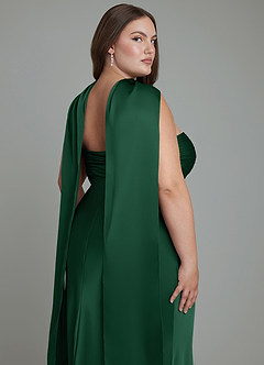 Azazie Saylor Jurken voor bruidsmeisjes Jurk van Stretch Satijn met Zeemeermin Strapless Donkergroen image19