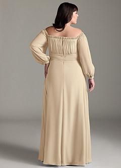Azazie Rubina Final Sale Champagne A-Line Long Sleeve Chiffon Dress image7