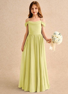 Azazie Shia Junior Formal Flower Girl Dresses Lemon Sorbet A-Line Off the Shoulder Chiffon Dress image4