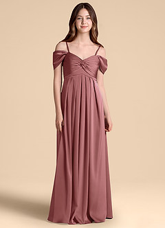 Azazie Kaitlynn Junior Jurk van Stretch Satijn met A-Lijn Off the Shoulder Amethist image1