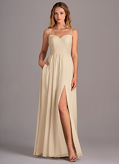 Azazie Joni Bridesmaid Dresses Champagne A-Line Strapless Chiffon Convertible Dress image4