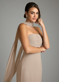 Azazie Saylor Bridesmaid Dresses Taupe Mermaid Strapless Chiffon Dress image2